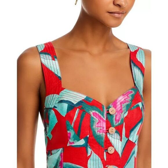 FARM Rio Summer Foliage Linen Mini Dress Size M - Picture 6 of 10